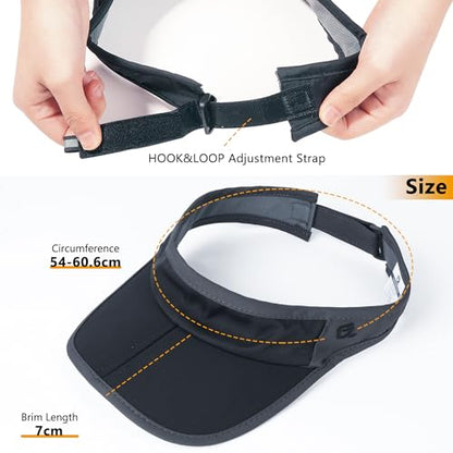 GADIEMKENSD Foldable Sun Visor Hat UPF 50+ Lightweight Adjustable - color: Black Dark Gray