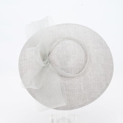 Elegant Wide Brim Fascinator Hat for Women, Detachable Headband & Clip - color: Gray