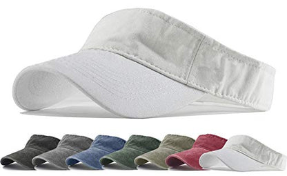 HH HOFNEN Sports Sun Visor Hats Cotton Adjustable Golf Caps for Men Women - color: #1a White