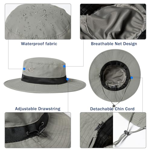 TOP-EX Oversized Waterproof Mesh Sun Hat for Big Heads with Wide Brim - color: Grey-2.7"brim, size: Medium-Large