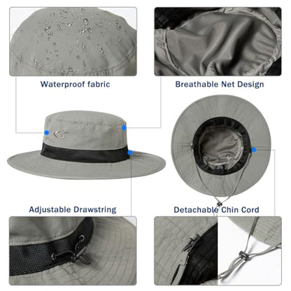 TOP-EX Oversized Waterproof Mesh Sun Hat for Big Heads with Wide Brim - color: Grey-2.7"brim, size: Large-X-Large