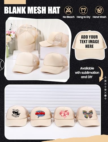 Tarpop 10 Pcs Sublimation Blank Trucker Hats Bulk - color: Tan
