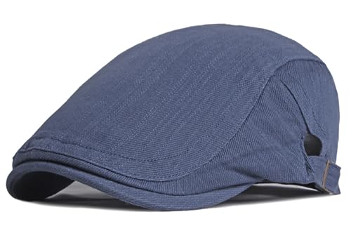 DIYDECAL Cotton Newsboy Flat Caps for Men, Womens Cabbie Driving Beret Hats - color: Navy Blue