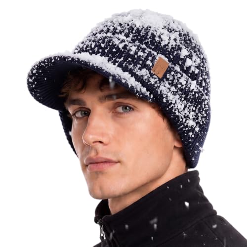 TOP-EX 80% Merino Wool Waterproof Winter Beanie Hat Men Big Heads - color: Navy, size: X-Large-XX-Large