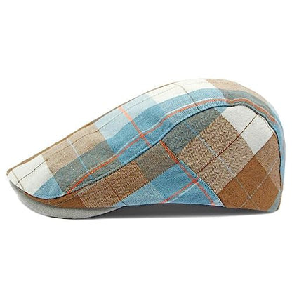 2 Pack Mens Newsboy Flat Cap Plaid Ivy Gatsby Cabbie Driving Golf Hat Beret - color: 2 Pcs Set D