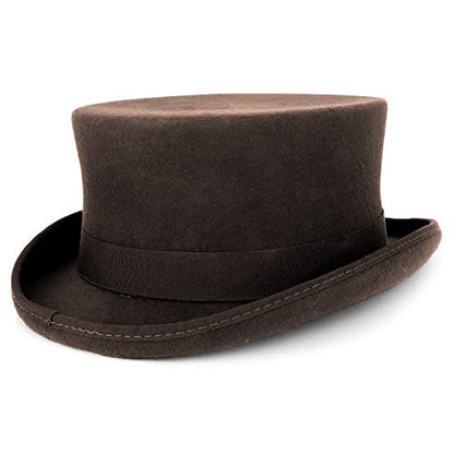 Armycrew Men's 100% Wool Felt Classic Genuine Top Hat with Grosgrain Band - color: Brown, size: Large