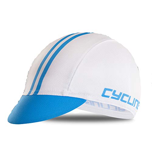 Weimostar Polyester Men Cycling Bike Bicycle Cap MTB Hat Sweat Wicking - color: White Blue