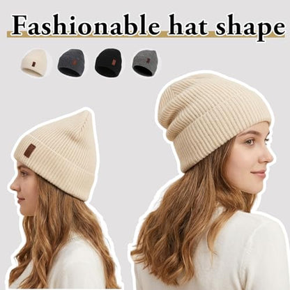 HandZest Ribbed Knit Beanie Men Women, Lightweight Breathable Spring Fall Soft Stretchy Daily Outdoor Skull Cap, One Size - color: White