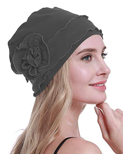 osvyo Chemo Headwear Turban Cap for Women - Cancer Beanie Hair Loss Sealed Packaging - color: Cotton Medium-grey