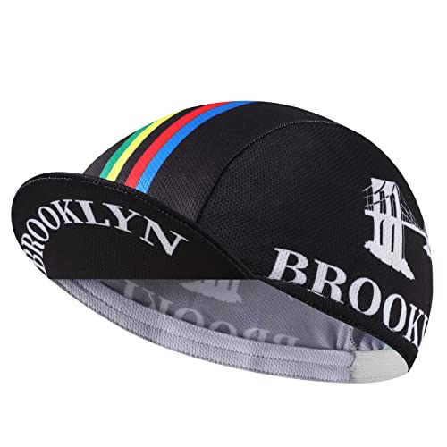 Brooklyn Cycling Cap - Retro Cycling Hat-Under Helmet - Cycling Helmet Liner Breathable&Sweat Uptake - color: Black B