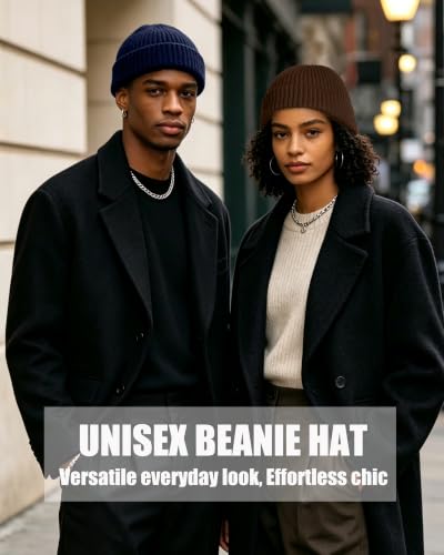 50% Wool Knit Short Fisherman Beanie for Men Women Warm Winter Hat - color: 1pcs-dark Coffee