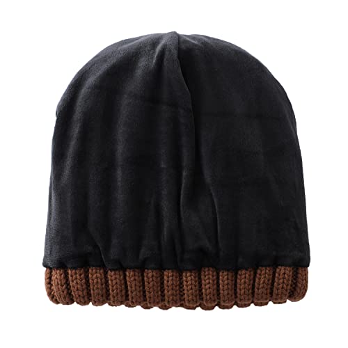 Home Prefer Mens Winter Hat Wool Fleece Lined Knit Beanie Hat Warm Stocking Caps - color: Coffee