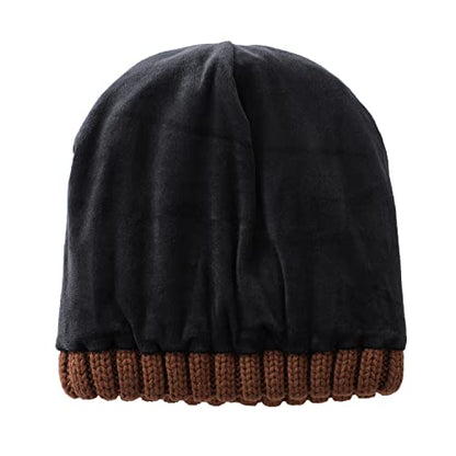 Home Prefer Mens Winter Hat Wool Fleece Lined Knit Beanie Hat Warm Stocking Caps - color: Coffee