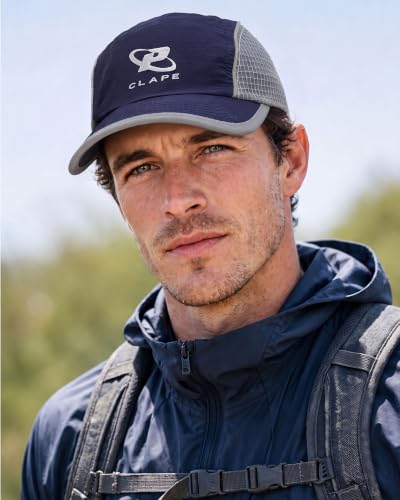 Croogo 5 Panel Running Hat Quick-Drying Lightweight Mesh Baseball Cap - color: Navy