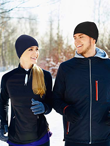 Syhood Winter Warm Skull Cap Soft Fleece Beanie Hat Thick Windproof Watch Cap Skiing Outdoor Warm Colored for Men Women - color: Navy Blue, Black, Camo, size: Large