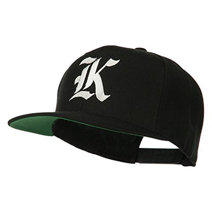Old English K Embroidered Flat Bill Cap - color: Black