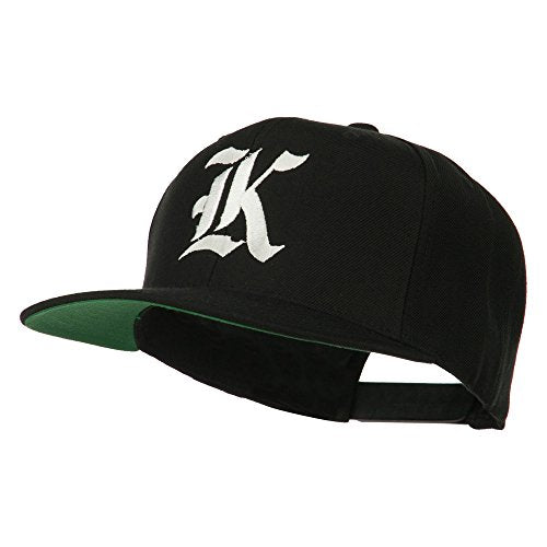 Old English K Embroidered Flat Bill Cap - color: Black