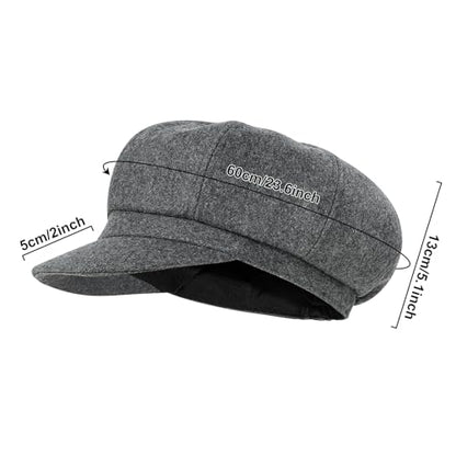 Newsboy Cabbie Baker boy hat Beret Cap for Women Pageboy Visor Paperboy Hat Sailor Fiddler Hat Adjustable - color: Gray