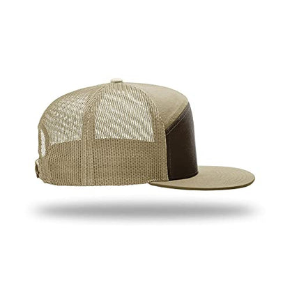 Richardson 168 Hi-Pro 7 Panel Adjustable Snapback Trucker Mesh Back Cap - color: Brown/Khaki