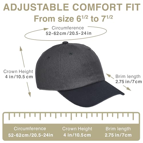 E BY ELIDAN Two Tone Dad Hat, Low Profile Baseball Cap - color: Charcoal Black