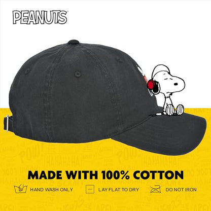 Concept One Unisex Adult Peanuts Snoopy Dad Hat, Adult Cotton Adjustable Baseball Cap with Curved Brim - color: Mood