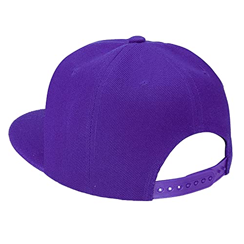 Classic Snapback Hat Cap Hip Hop Style Flat Bill Blank Solid Color Adjustable Size - color: 2pcs Black & Purple