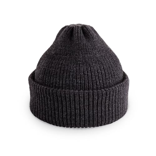 Fisherman Beanie Cuffed Knit Winter Hat Trawler Sailor Watch Cap Men Women - color: Classic (Charcoal)