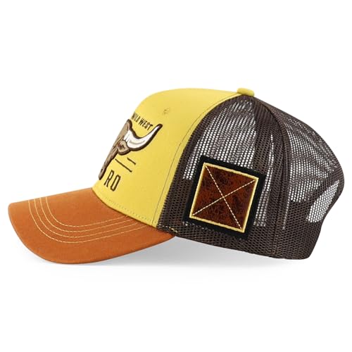 Trendy Apparel Shop Bull Embroidered Western Snapback Trucker Cap - color: Mustard Tan 2