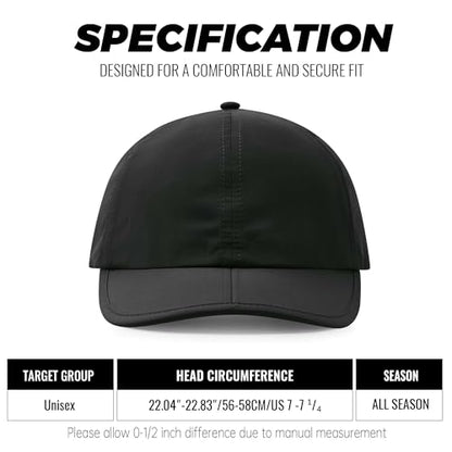 Clakllie Quick Dry 5 Panel Cap for Men Summer Folding Outdoor Hat Breathable Baseball Cap Unstructured Running Hiking Hats - color: Cduk-bssq2582-black
