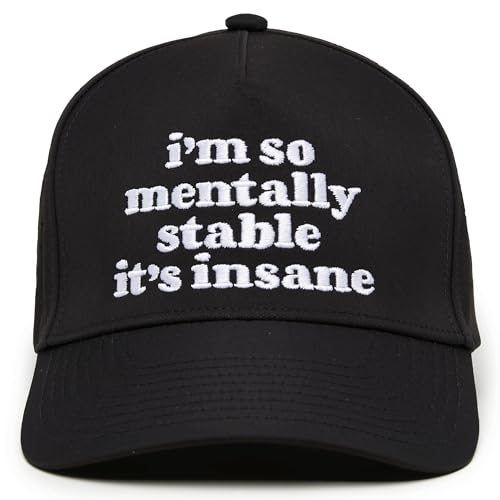 Funky Junque Mens High Crown Golf Hat, Performance Golf Cap - color: I'm So Mentally Stable It's Insane - Black