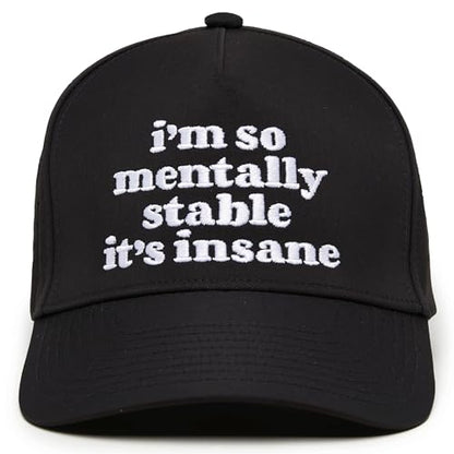 Funky Junque Mens High Crown Golf Hat, Performance Golf Cap - color: I'm So Mentally Stable It's Insane - Black