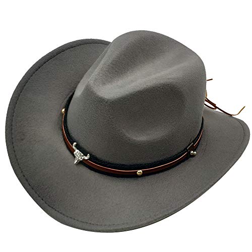 Men & Women's Fur Felt Cowboy Hat Wide Brim Western Outback - color: Grey