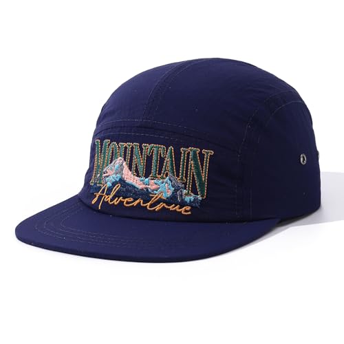 Quick Dry 5 Panel Hats for Men Waterproof Flat Brim Hat Lightweight 5-Panel Baseball Caps Casual Trucker Snapback Hat - color: Mg-pym2575-blue