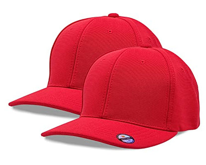 [2 Pack] Hybrid Stretch-Fitted Trucker Cap, Baseball Cap with Air Mesh - color: 2pk Red, size: Small-Medium