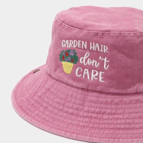 Sun Bucket Hat for Men Women Fishing Beach Safari Trendy Cotton Cowboy Cap for Golf Hiking Hunting Outdoor Boonie - color: Garden Pink