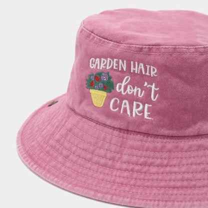 Sun Bucket Hat for Men Women Fishing Beach Safari Trendy Cotton Cowboy Cap for Golf Hiking Hunting Outdoor Boonie - color: Garden Pink
