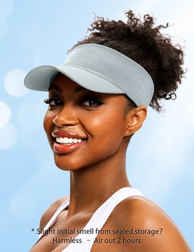 ROYBENS Cooling Visor Hat Women Men, Elastic Headband Sun Visor Golf Cap - color: Light Gray