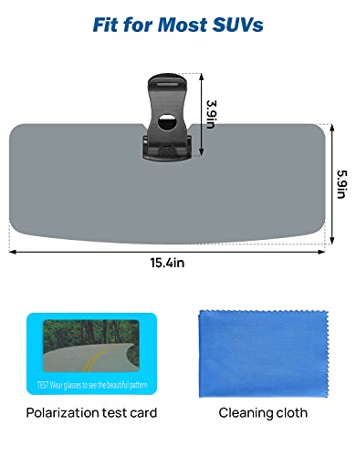 JOYTUTUS Polarized Sun Visor Extender for Full-Size SUVs and Sedans, Universal UV400 Car Visor Extension Anti-Glare Easy to Install, Protect from Glare/UV Ray/Stray Light - size: Medium 15"*6"