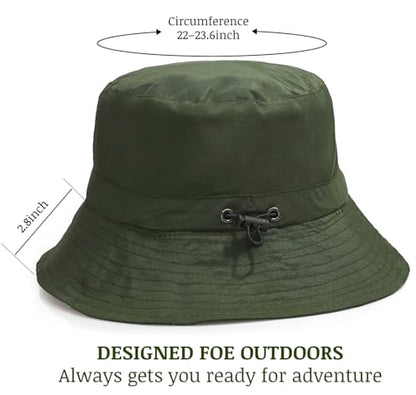 Unisex Waterproof Foldable Bucket Hat Packable Sun Cap for Hiking - color: Army Green