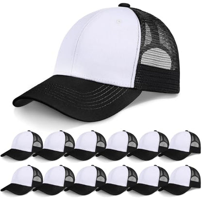 Coume 12/16/20/24 Pcs Mesh Hat - color: Black and White Patchwork Colors