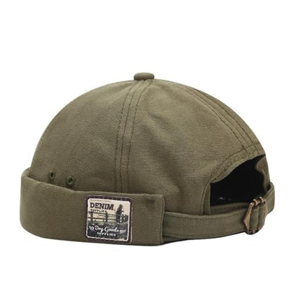 Quanhaigou Brimless Sailor Cap,Adjustable Rolled Cuff Skull Beanie Hats for Men Women - color: Olive Green