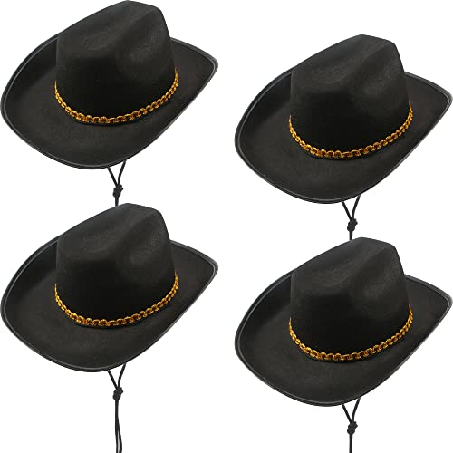 4 Pack Pinch Front Cowboy Hat Novelty Western Cowboy Cowgirl Hat for Adult Halloween Cosplay Dress up - color: Black