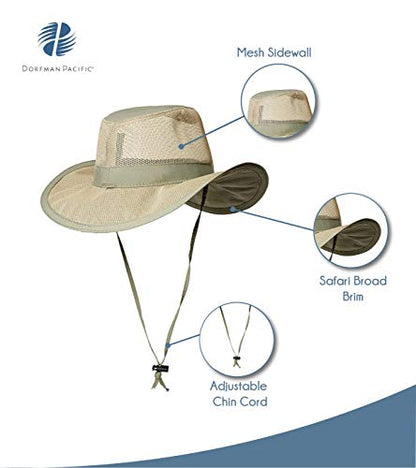 Dorfman Pacific Men's 1 Piece Suplex Pinch Front Safari Hat - color: Fossil, size: XX-Large