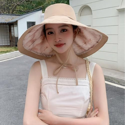 HUAMULAN Women Wide Brim Reversible Sun Hat Summer Beach Fishing Bucket - color: Khaki