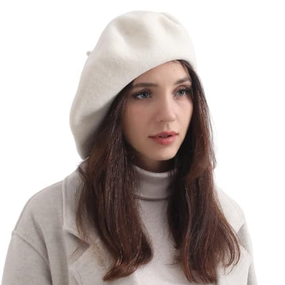 French Wool Beret Hats for Women Man - color: Xl-white
