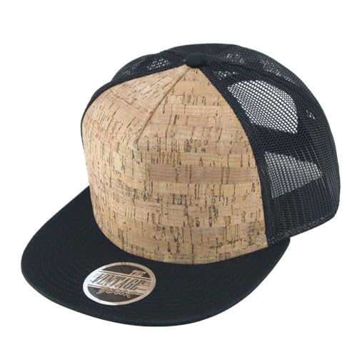 The Vintage Year Cork Square Cotton Flat Visor Mesh/Denim Adjustable Snapback Baseball Caps (Black)