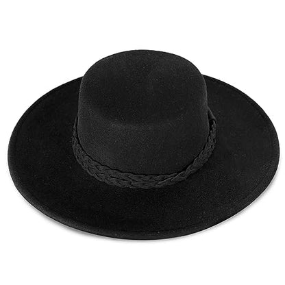 Lucky Brand Womens Ranger Hat | Wide Brim | Felt | Rancher | Americana | Western Inspired | Classic | Fashion | Cowboy - color: Boater - Black