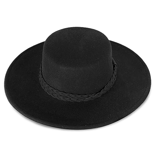Lucky Brand Womens Ranger Hat | Wide Brim | Felt | Rancher | Americana | Western Inspired | Classic | Fashion | Cowboy - color: Boater - Black