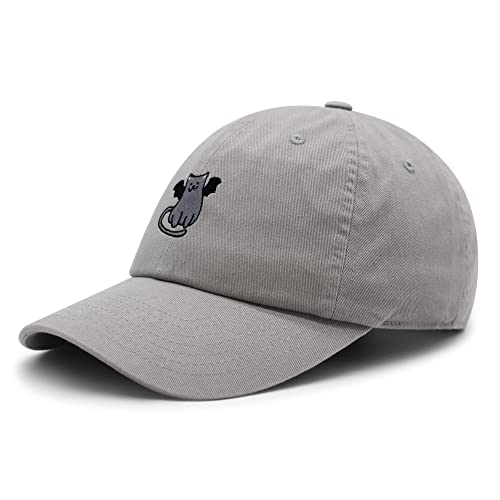 JPAK Bat-cat Premium Dad Hat Embroidered Cotton Baseball Cap Cat Kitty - color: Light Gray