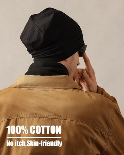 ROYBENS 100% Cotton T-Shirt Beanie for Women Men Slouchy Soft Skull Cap - color: 1pcs-brown
